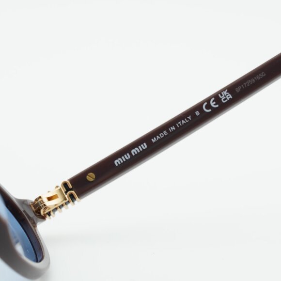 Miu Miu MU04ZS 22C60O Sunglasses Moka Oval Frame, Light Blue Lenses main image 3